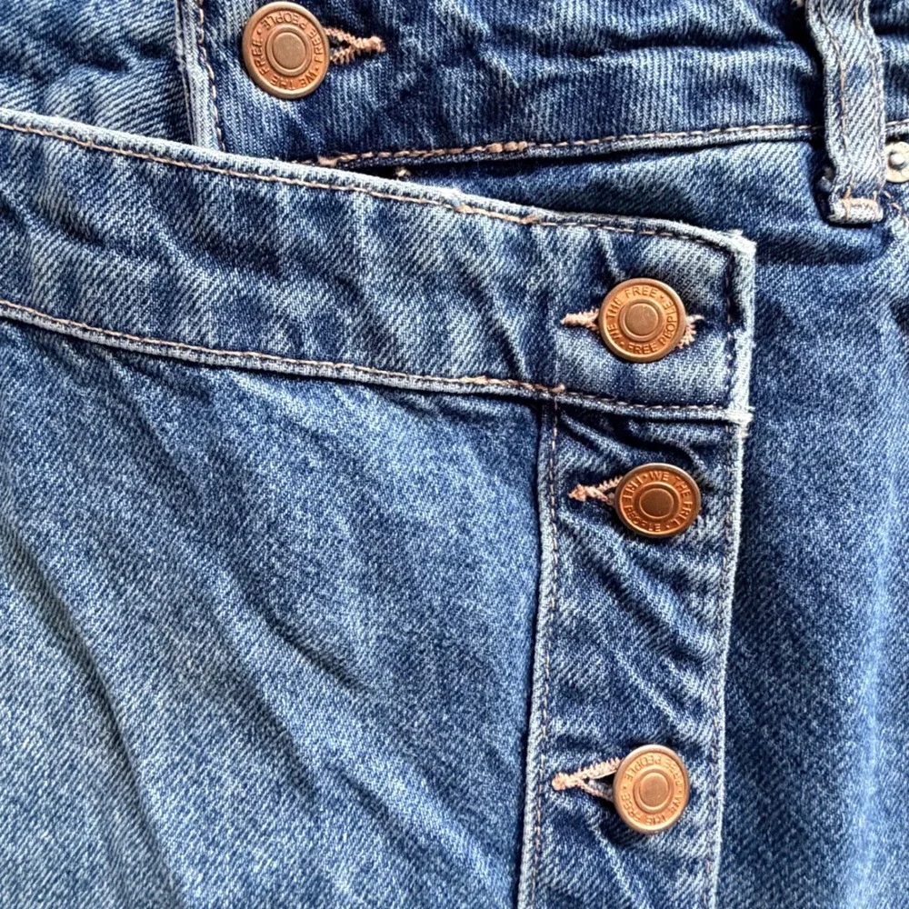 Free People Wynne Asymmetric Denim Wrap Mini Skirt Size 28